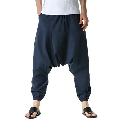Men Japanese Style Loose Pants Large Black