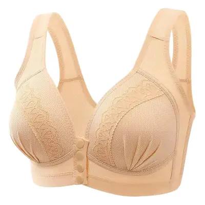 【】Middle-Aged and Elderly Women's Wireless Push-Up Bra, Vest-Style, Front-Opening, Thin, Full-Cup Women's Underwear