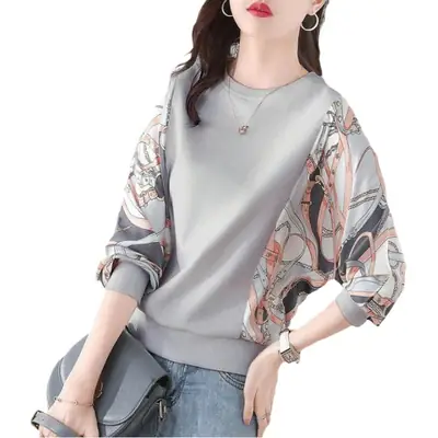 Women's Printed Long Sleeve Sweater Large Size