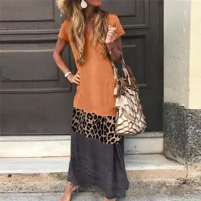 2022 Leopard Print V-Neck Dress for Women