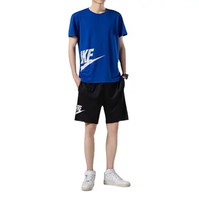 2022 Men Black Nike 2Pcs Summer Sports Suit Large