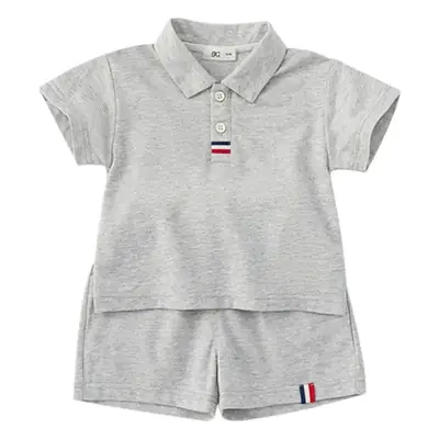 Kids Boys Polo Shirt Shorts Set White Navy Summer