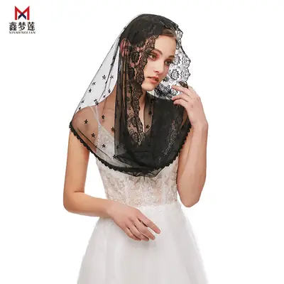 Black Lace Muslim Hijab Veil Scarf Wholesale