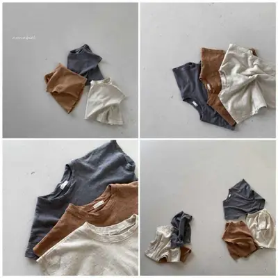 Children's Pure Cotton Summer T-Shirt Brown White