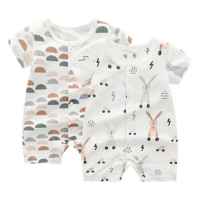 Baby Cotton Jumpsuit Short Sleeve Breathable Summer Wear