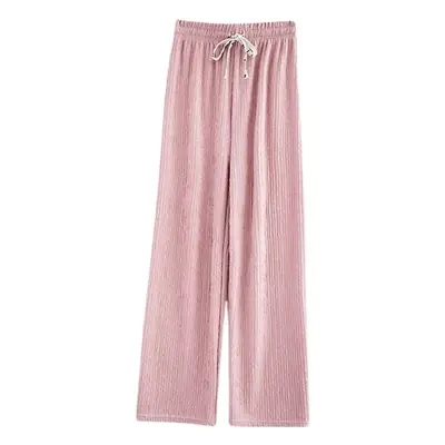 Women's Drawstring Ice Silk Wide Leg Pants Green