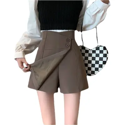 Women's High Waist A-Line Skirt Brown 2022