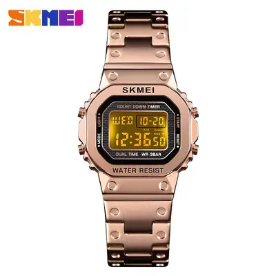 SKMEI Digital Watch Rose Gold Dual Time 38mm