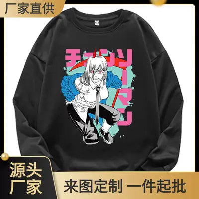 Women Pink Anime Print Sweatshirt Round Neck