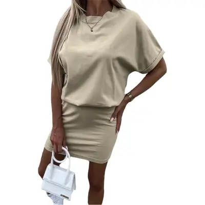 Women White Short Sleeve Hip Pencil Casual Dress Summer