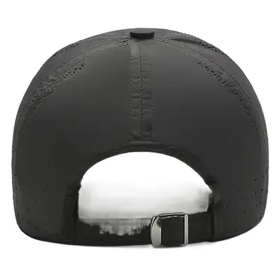 Men's Black Perforated Baseball Cap with Buckle