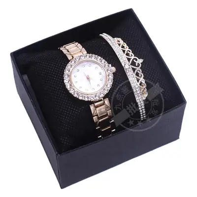 Women's 3PC Bracelet Watch Set with Crystal Band