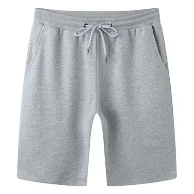 Men's Grey Cotton Elastic Shorts Casual Sports