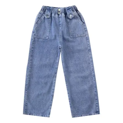 Girls Wide Leg Jeans Spring Autumn Loose Fit Pants