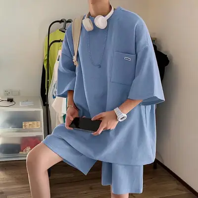 Zijun Trendy Peach Waffle Knit Casual Set
