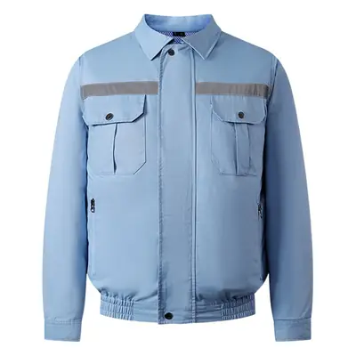 Men's Four-Fan Air Conditioner Jacket Blue Reflective Summer Wear