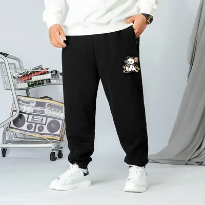 Men Black Track Pants XL 7XL 130-300kg