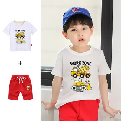 Children's Blue Work Zone T-Shirt & Gray Shorts 2026 Set