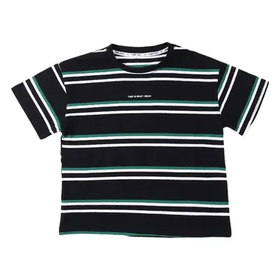 Children's Striped T-Shirt Green White Crew Neck 2025