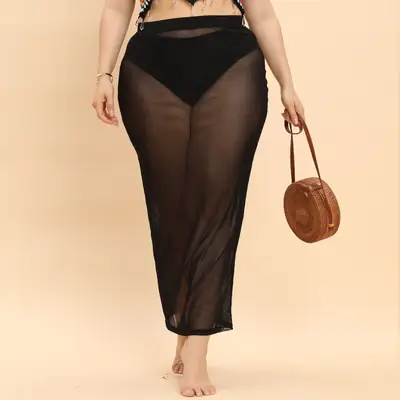 Plus Size Mesh Beach Skirt Black Sexy