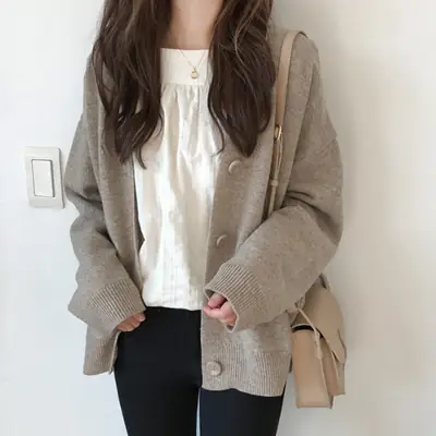 Women's Knitted Cardigan Jacket with Floral Hem 2023