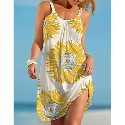 Green Sunflower 3D Printed Shorts Set for Women