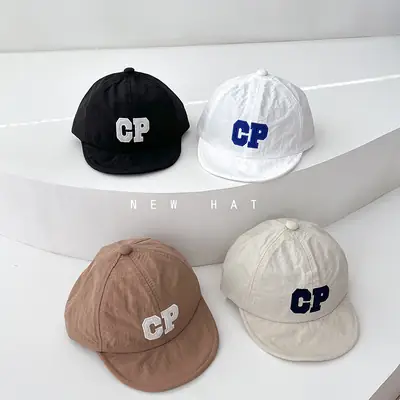 Korean Letter Embroidered Baby Cap Summer Soft Bristle