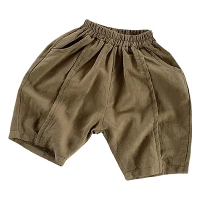 Men Cotton Linen Shorts 2026 Summer Brown Olive Green