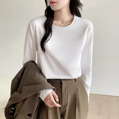 Pure Cotton Long Sleeve T-Shirt Women Black