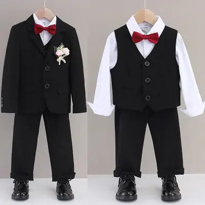 Autumn Kids Suit Set Black with Red Bow & Flower
