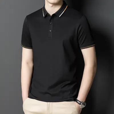Men's Pink Polo Shirt Short Sleeve Cotton Casual Business