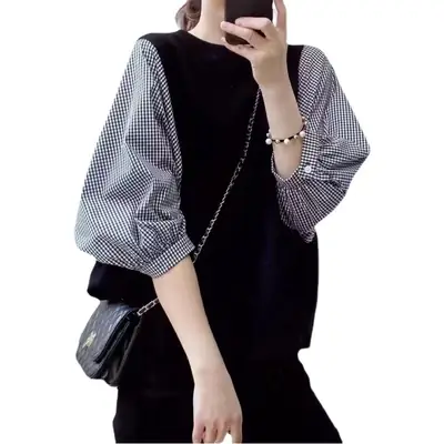 Women's Black Long Sleeve Top with White Long Sleeve