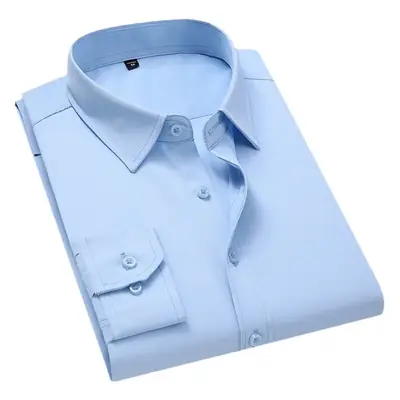 Spring New Men White Slim Fit Long Sleeve Shirt