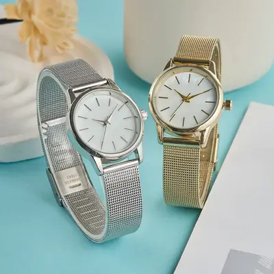 Ladies Cross-Border Mesh Strap Quartz Watch