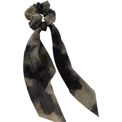 Korean Fashion Tie Hairband Black Grey Texture Rubber Bow