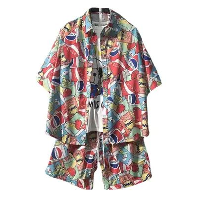 Hawaiian Printed Shirt Shorts Set for Women