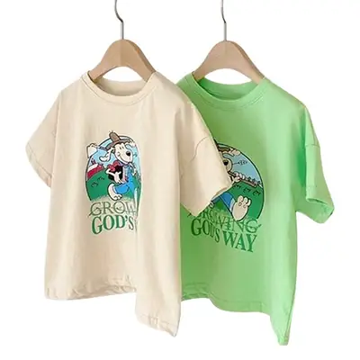 Boys Girls Korean Print Cotton T-Shirts Summer
