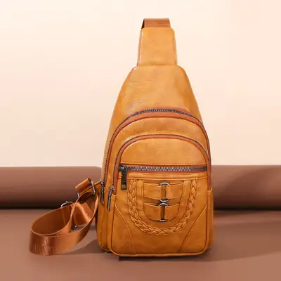 New Women's PU Leather Crossbody Bag Tan