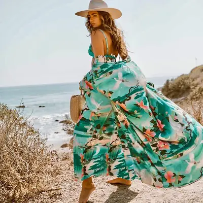 European 2025 Chiffon Green Beach Jacket Sun Protection