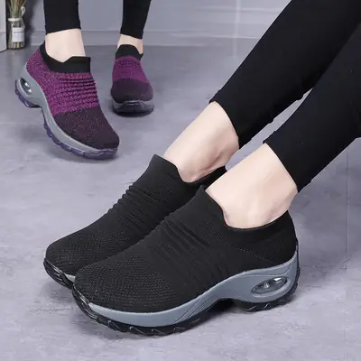 Women Fly Woven Sneakers Air Cushion Flaking Rocking Shoes