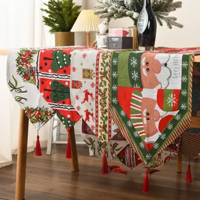 New Christmas Tablecloth Runner with Floral Design