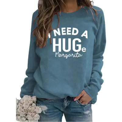 Need A Huge Margarita Letter Round Neck Sweater