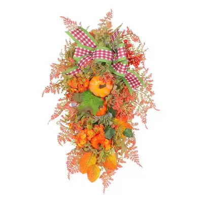 Cross-Border New Christmas Wreath Autumn Garland Pumpkin Bow