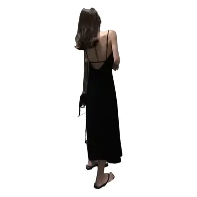 Black Long Sleeve Sling Dress for Women