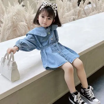 Girls Denim Dress Spring New 2022 Western Style
