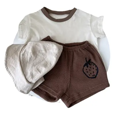 Kids Summer T-Shirt Shorts Set Cotton Striped White