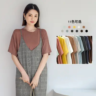Spring Short Sleeve White T-Shirt Round Neck