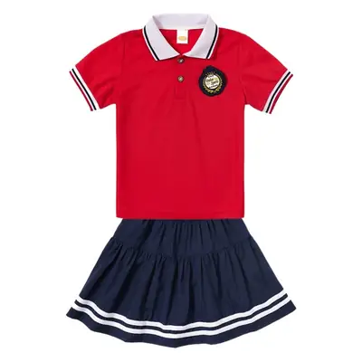 2025 Kindergarten Summer School Uniforms Red Blue Shorts Set