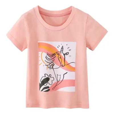 European American Kids T-Shirt Short Sleeve Summer Cotton Peach
