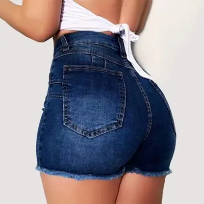 High Waist Denim Shorts for Women Cross Border Flow Combed